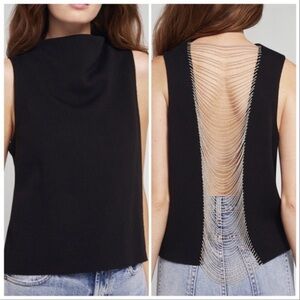 ALICE + OLIVIA BNWT - ⁦Clara top w/ draped chains (REVERSIBLE) - Black